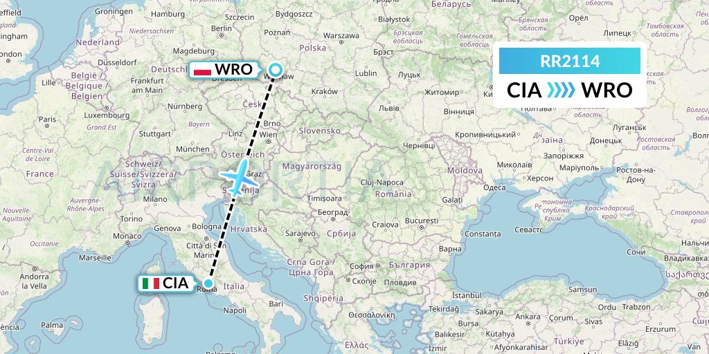 RR2114 Royal Air Force Flight Map: Rome to Wroclaw