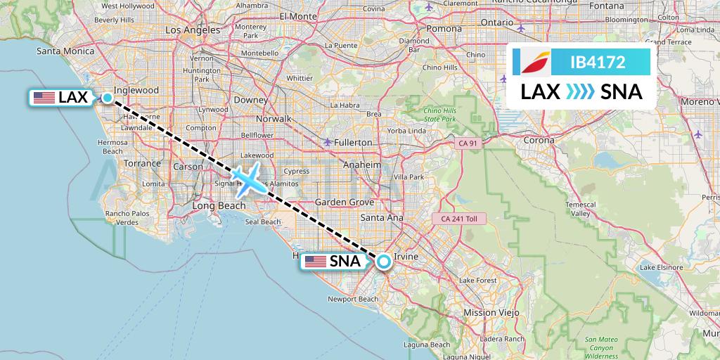 IB4172 Iberia Flight Map: Los Angeles to Orange County