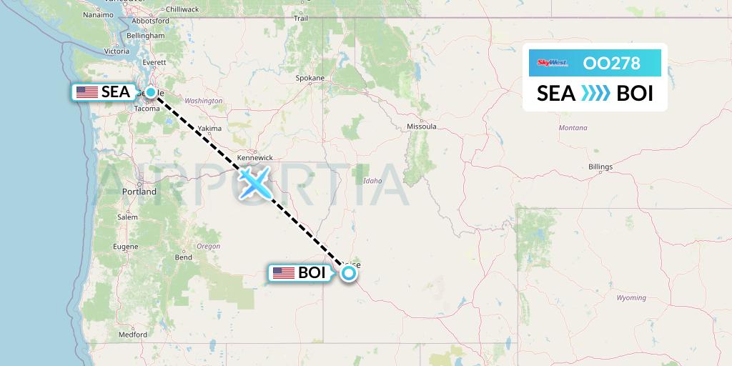 OO278 SkyWest Airlines Flight Map: Seattle to Boise