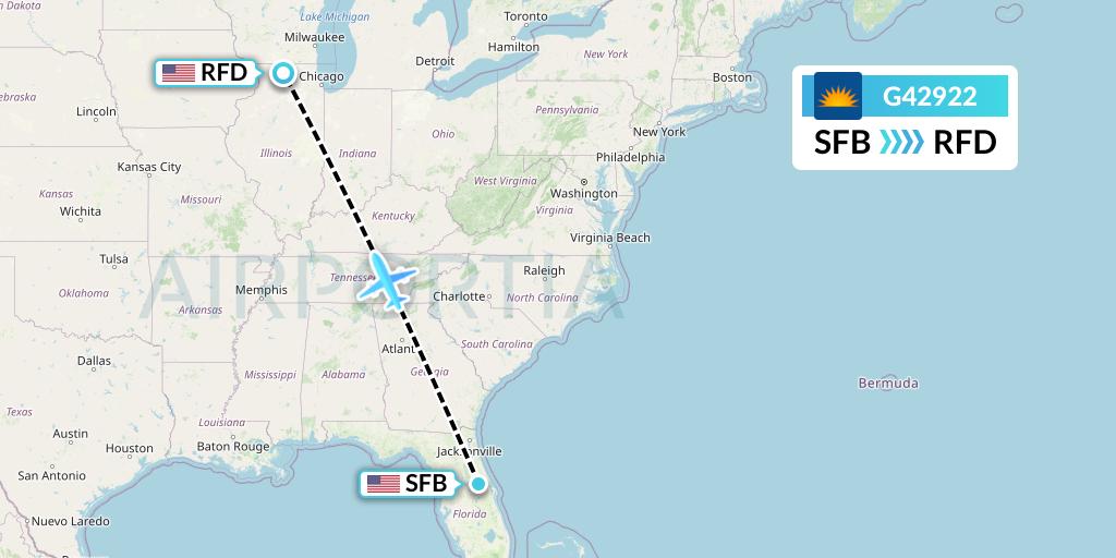 G42922 Allegiant Air Flight Map: Orlando to Chicago