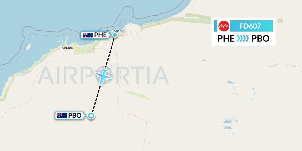 FD607 Thai AirAsia Flight Map: Port Hedland to Paraburdoo