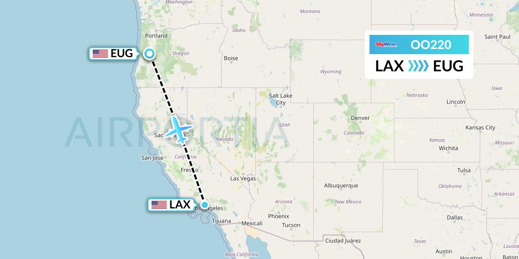 OO220 SkyWest Airlines Flight Map: Los Angeles to Eugene