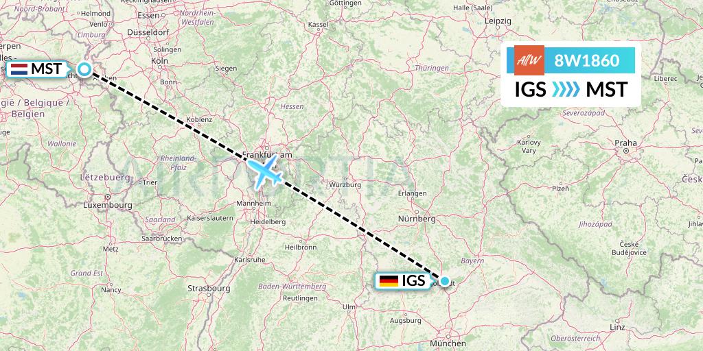 8W1860 Fly AllWays Flight Map: Ingolstadt to Maastricht