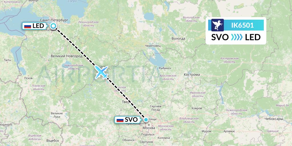 IK6501 Air Kiribati Flight Map: Moscow to St. Petersburg