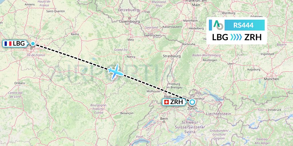 RS444 Air Seoul Flight Map: Paris to Zurich