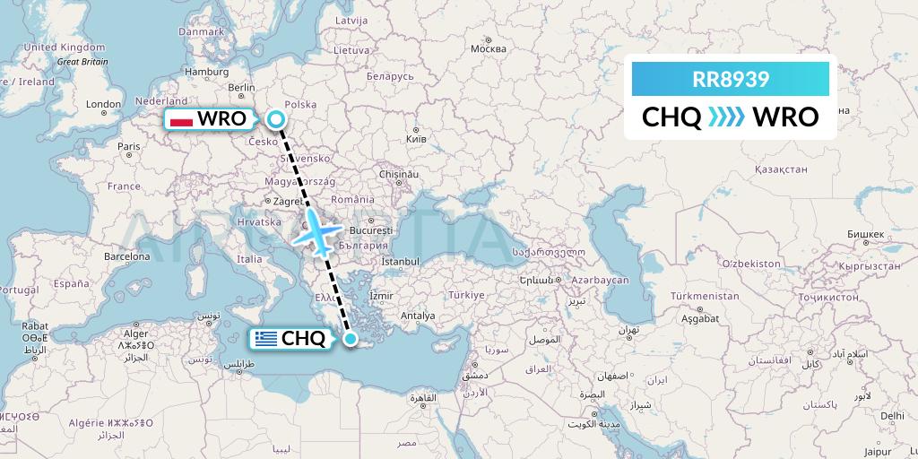 RR8939 Royal Air Force Flight Map: Chania to Wroclaw