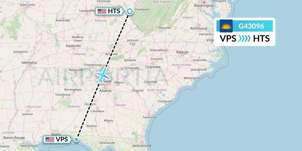 G43096 Allegiant Air Flight Map: Valparaiso to Huntington