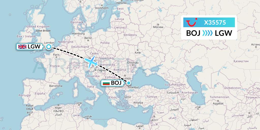 X35575 TUI fly Germany Flight Map: Burgas to London