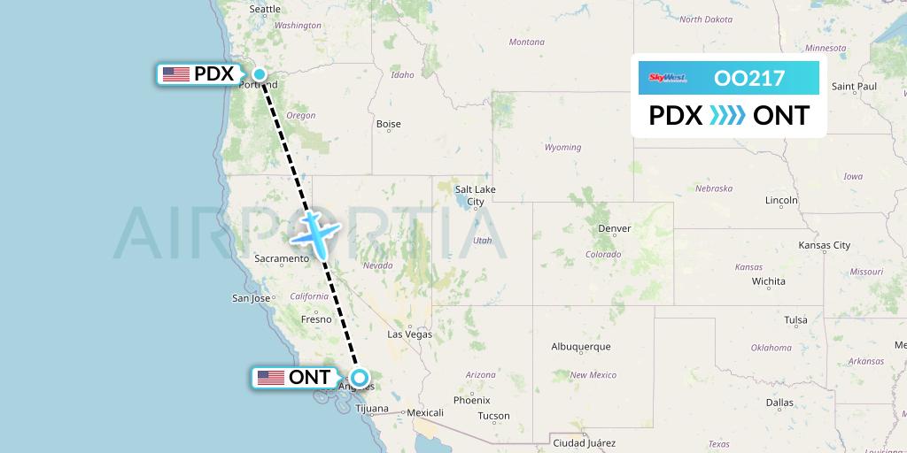 OO217 SkyWest Airlines Flight Map: Portland to Ontario
