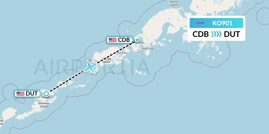 KO901 Komiaviatrans Flight Map: Cold Bay to Unalaska