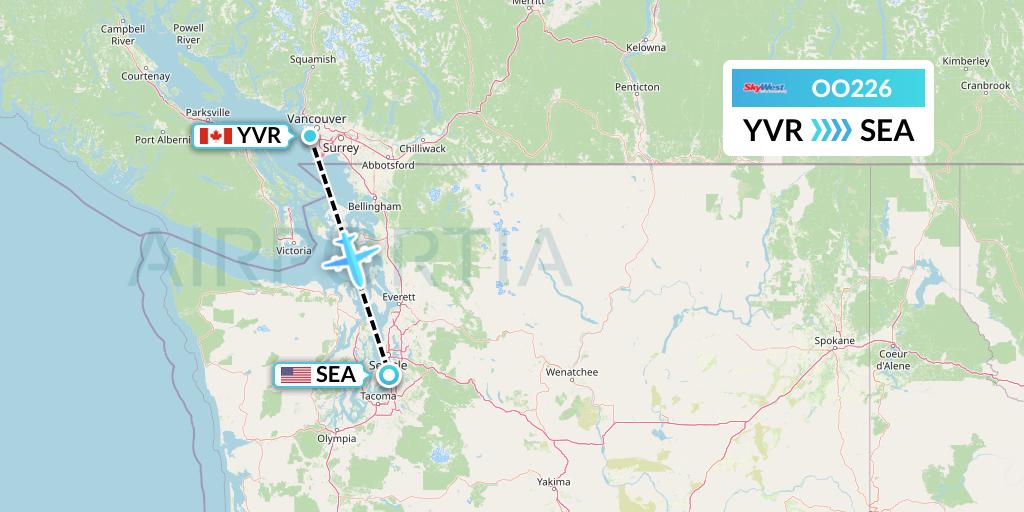 OO226 SkyWest Airlines Flight Map: Vancouver to Seattle