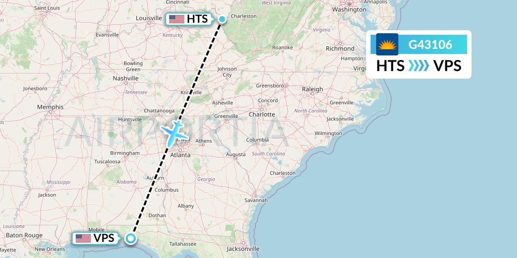 G43106 Allegiant Air Flight Map: Huntington to Valparaiso
