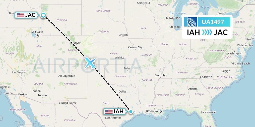 UA1497 United Airlines Flight Map: Houston to Jackson