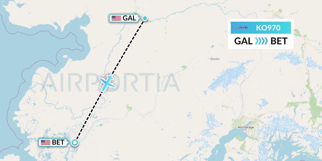 KO970 Komiaviatrans Flight Map: Galena to Bethel