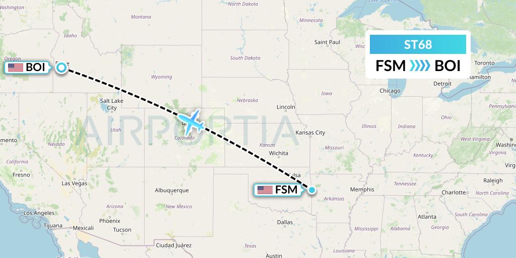 ST68 Air Thanlwin Flight Map: Fort Smith to Boise
