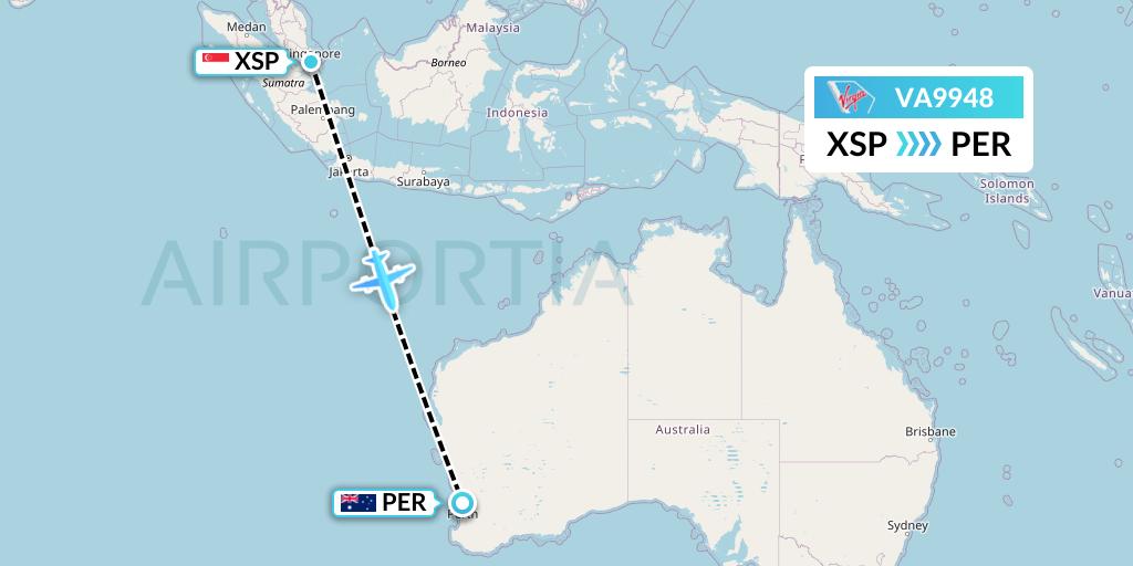 VA9948 Virgin Australia Flight Map: Seletar to Perth
