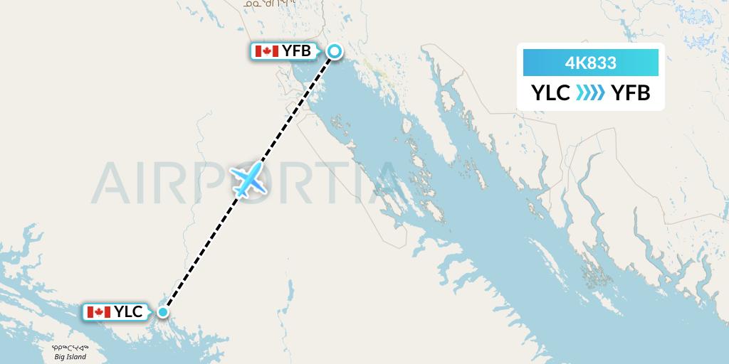 4K833 Kenn Borek Air Flight Map: Kimmirut to Iqaluit