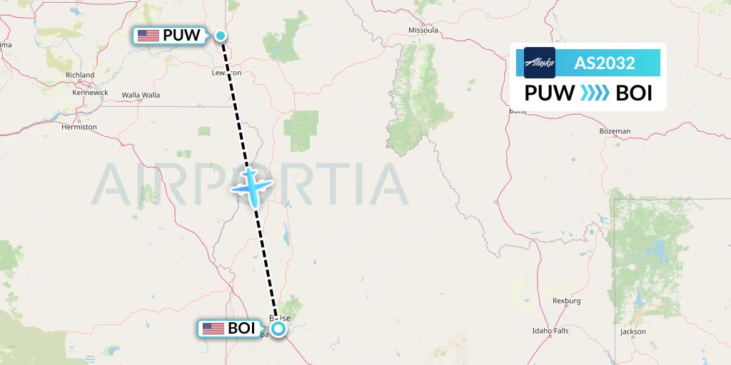 AS2032 Alaska Airlines Flight Map: Pullman to Boise