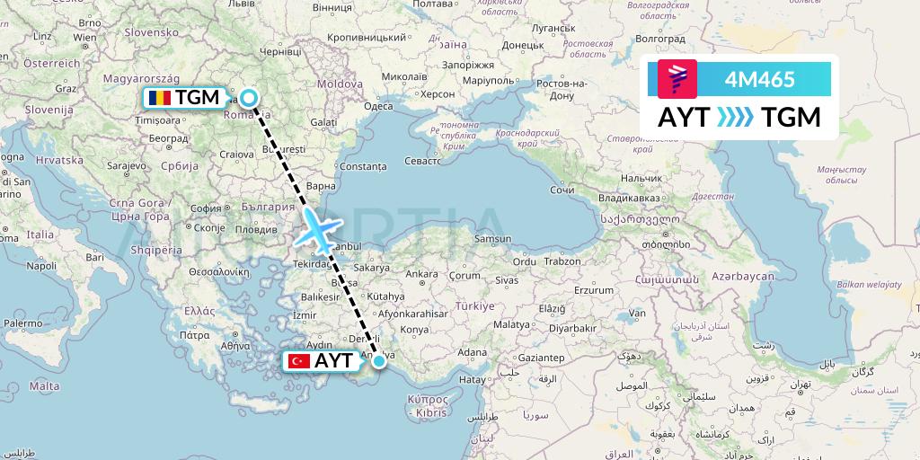 4M465 LATAM Airlines Argentina Flight Map: Antalya to Brasov
