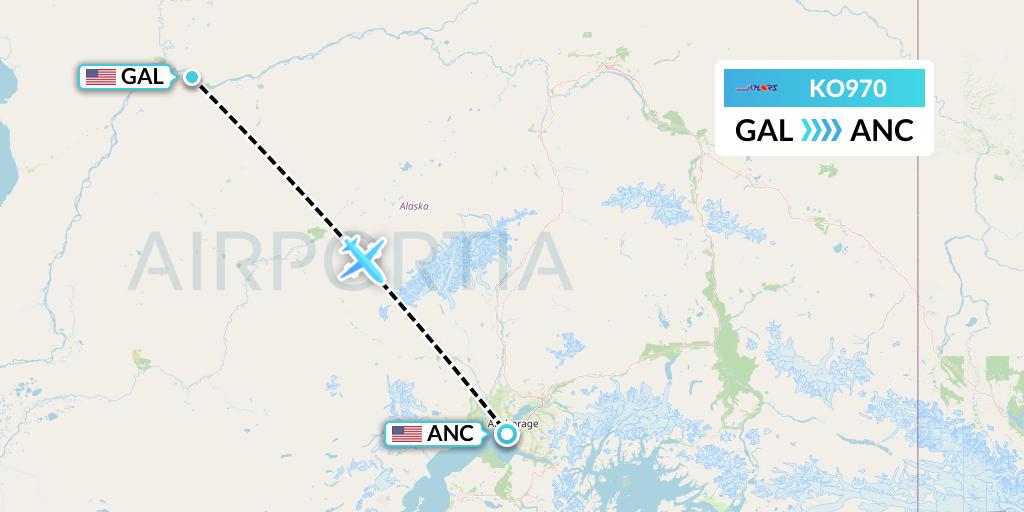 KO970 Komiaviatrans Flight Map: Galena to Anchorage