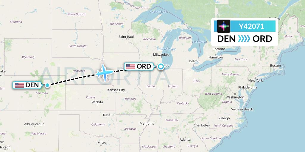 Y42071 Volaris Flight Map: Denver to Chicago