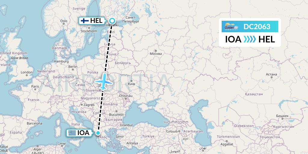 DC2063 Braathens Regional Flight Map: Ioannina to Helsinki