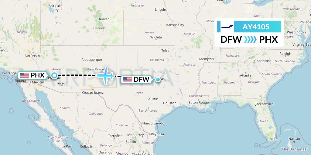 AY4105 Finnair Flight Map: Dallas to Phoenix