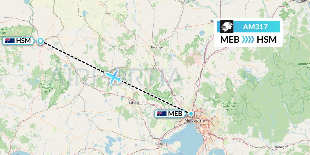 AM317 Aeromexico Flight Map: Essendon to Australia