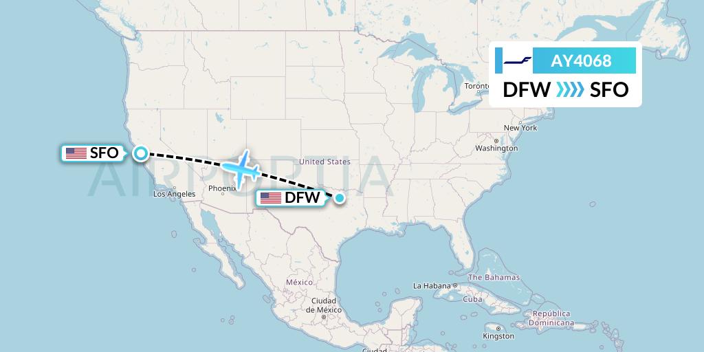 AY4068 Finnair Flight Map: Dallas to San Francisco