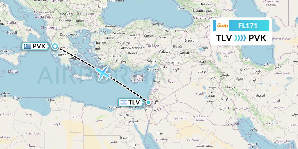 FL171 AirTran Flight Map: Tel Aviv to Preveza