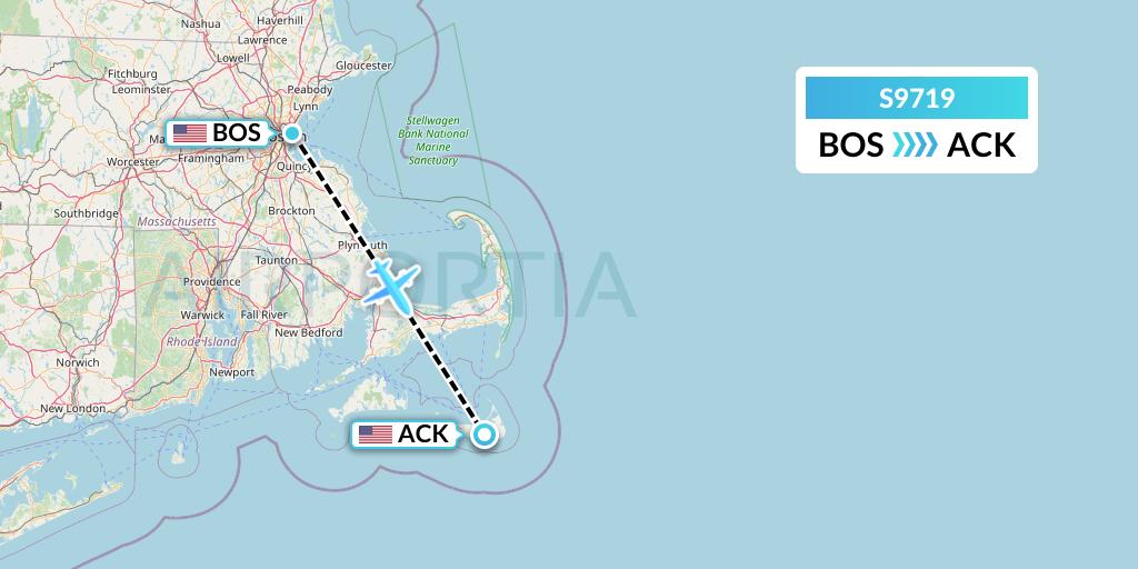 S9719 Flybig Flight Map: Boston to Nantucket