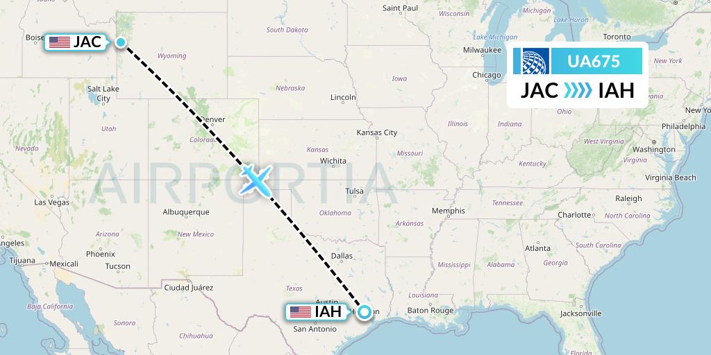 UA675 United Airlines Flight Map: Jackson to Houston