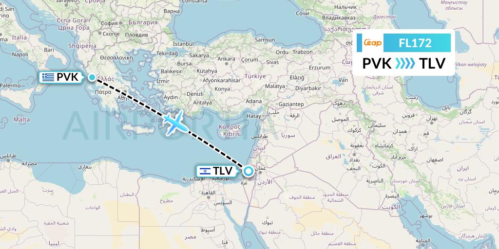 FL172 AirTran Flight Map: Preveza to Tel Aviv