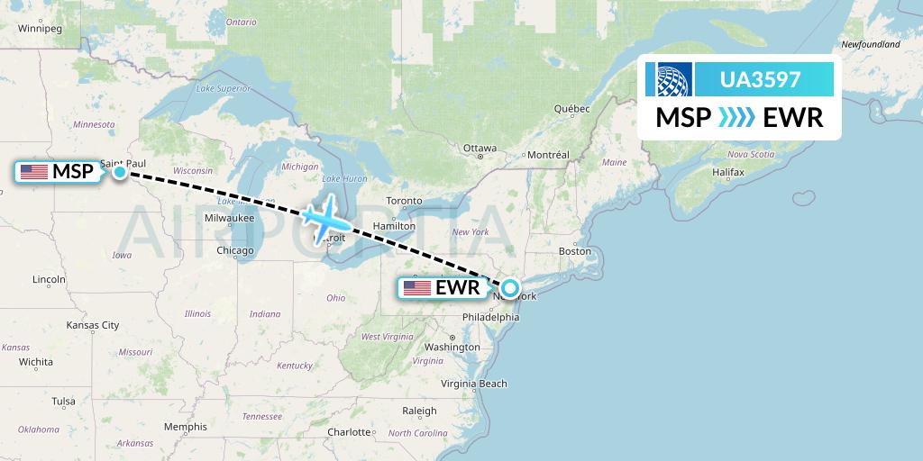 UA3597 United Airlines Flight Map: Minneapolis to New York