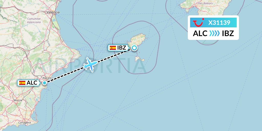 X31139 TUI fly Germany Flight Map: Alicante to Ibiza
