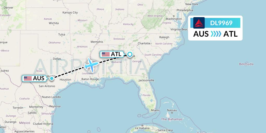 DL9969 Delta Air Lines Flight Map: Austin to Atlanta