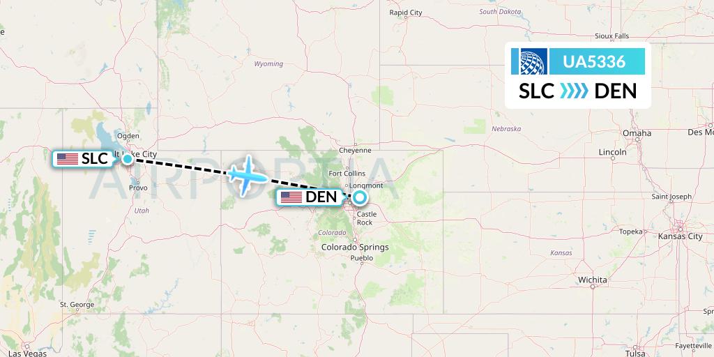 UA5336 United Airlines Flight Map: Salt Lake City to Denver
