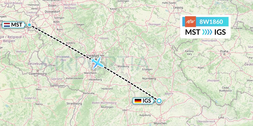 8W1860 Fly AllWays Flight Map: Maastricht to Ingolstadt