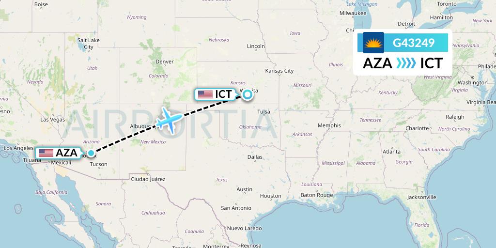 G43249 Allegiant Air Flight Map: Phoenix to Wichita