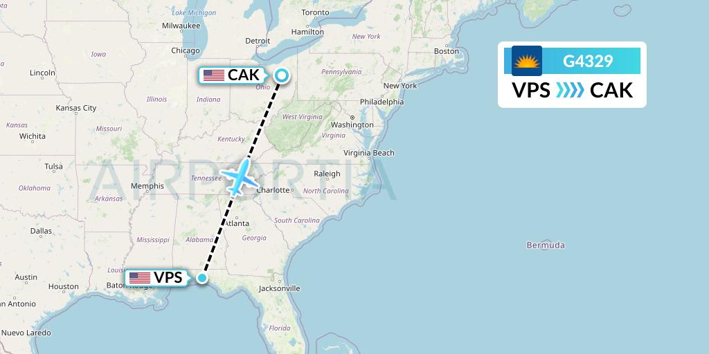 G4329 Allegiant Air Flight Map: Valparaiso to Akron