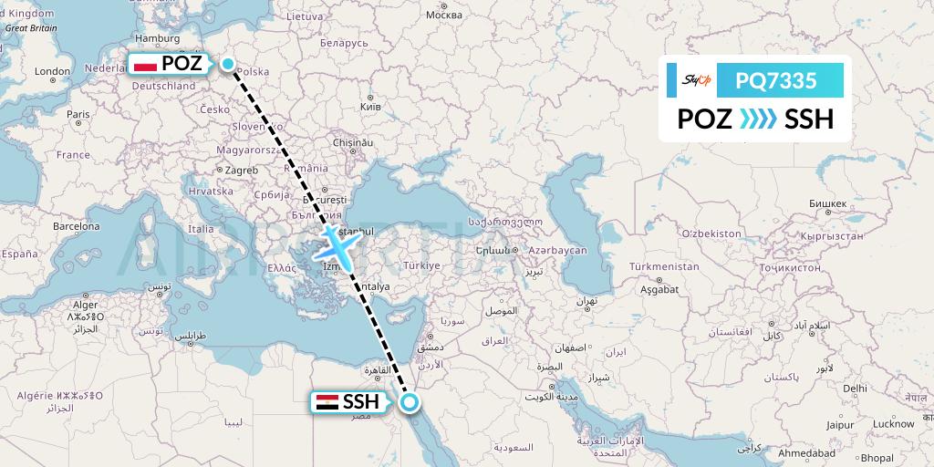 PQ7335 SkyUp Airlines Flight Map: Poznan to Sharm el-Sheikh
