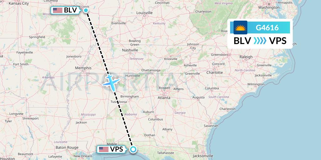 G4616 Allegiant Air Flight Map: Belleville to Valparaiso