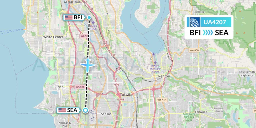 UA4207 United Airlines Flight Map: Seattle to Seattle