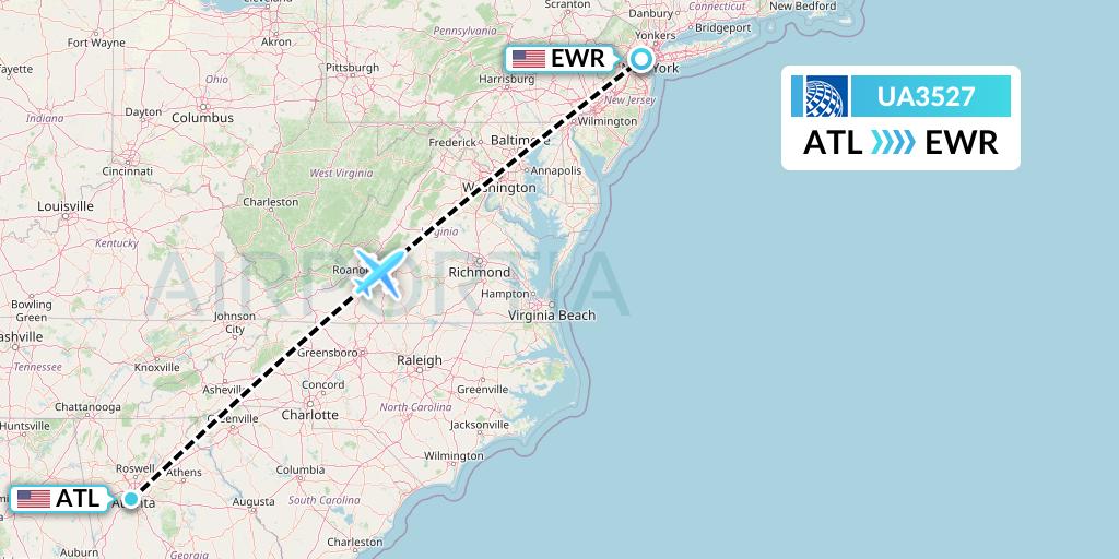 UA3527 United Airlines Flight Map: Atlanta to New York