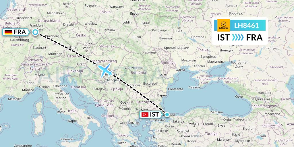 LH8461 Lufthansa Flight Map: Istanbul to Frankfurt