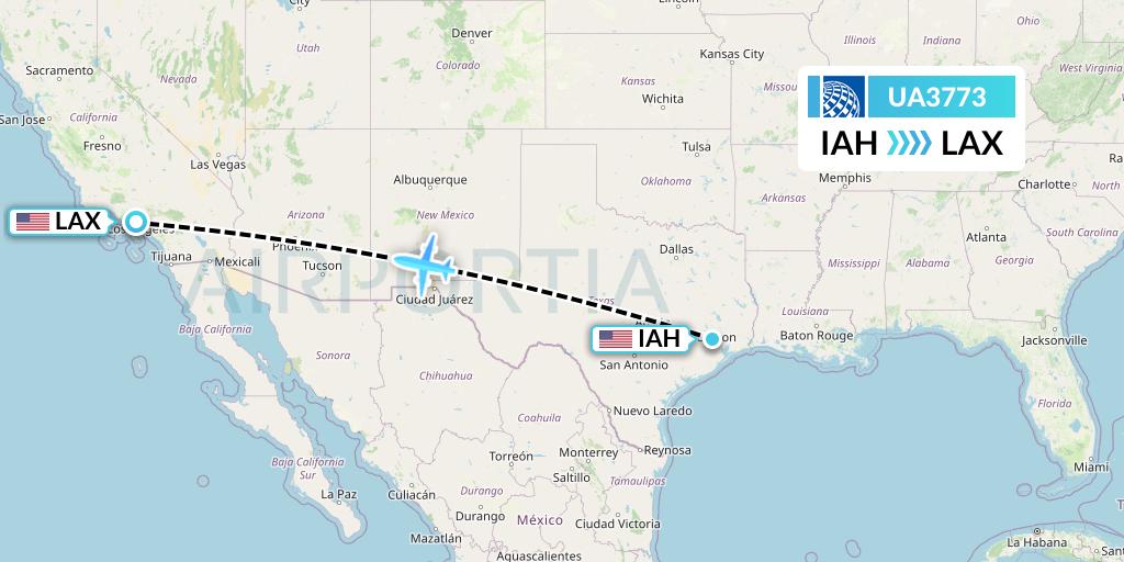 UA3773 United Airlines Flight Map: Houston to Los Angeles