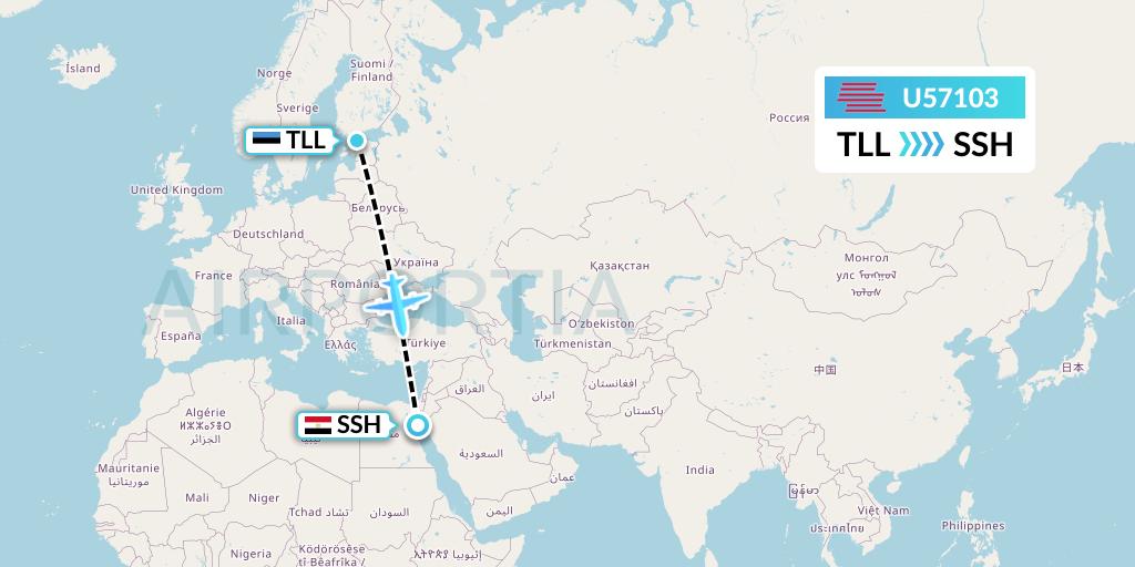 U57103 Karinou Airlines Flight Map: Tallinn to Sharm el-Sheikh