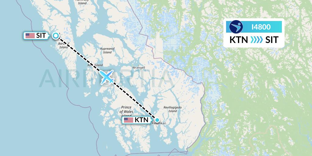 I4800 Island Air Express Flight Map: Ketchikan to Sitka