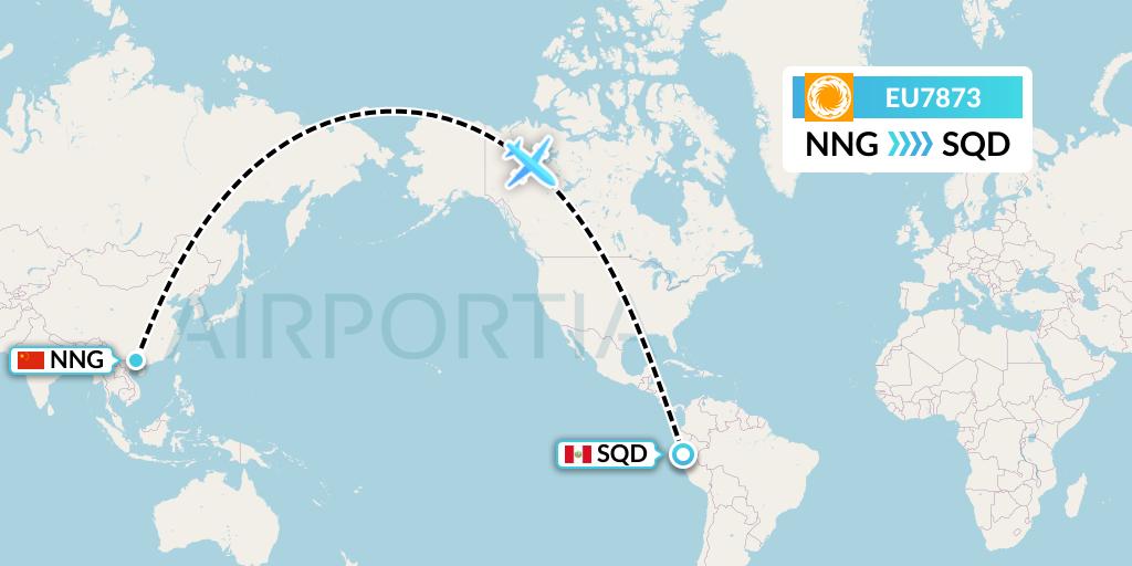 EU7873 Chengdu Airlines Flight Map: Nanning to San Francisco de Yeso
