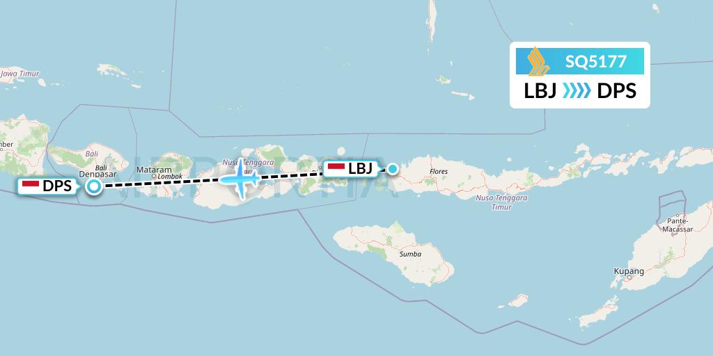 SQ5177 Singapore Airlines Flight Map: Labuan Bajo to Denpasar